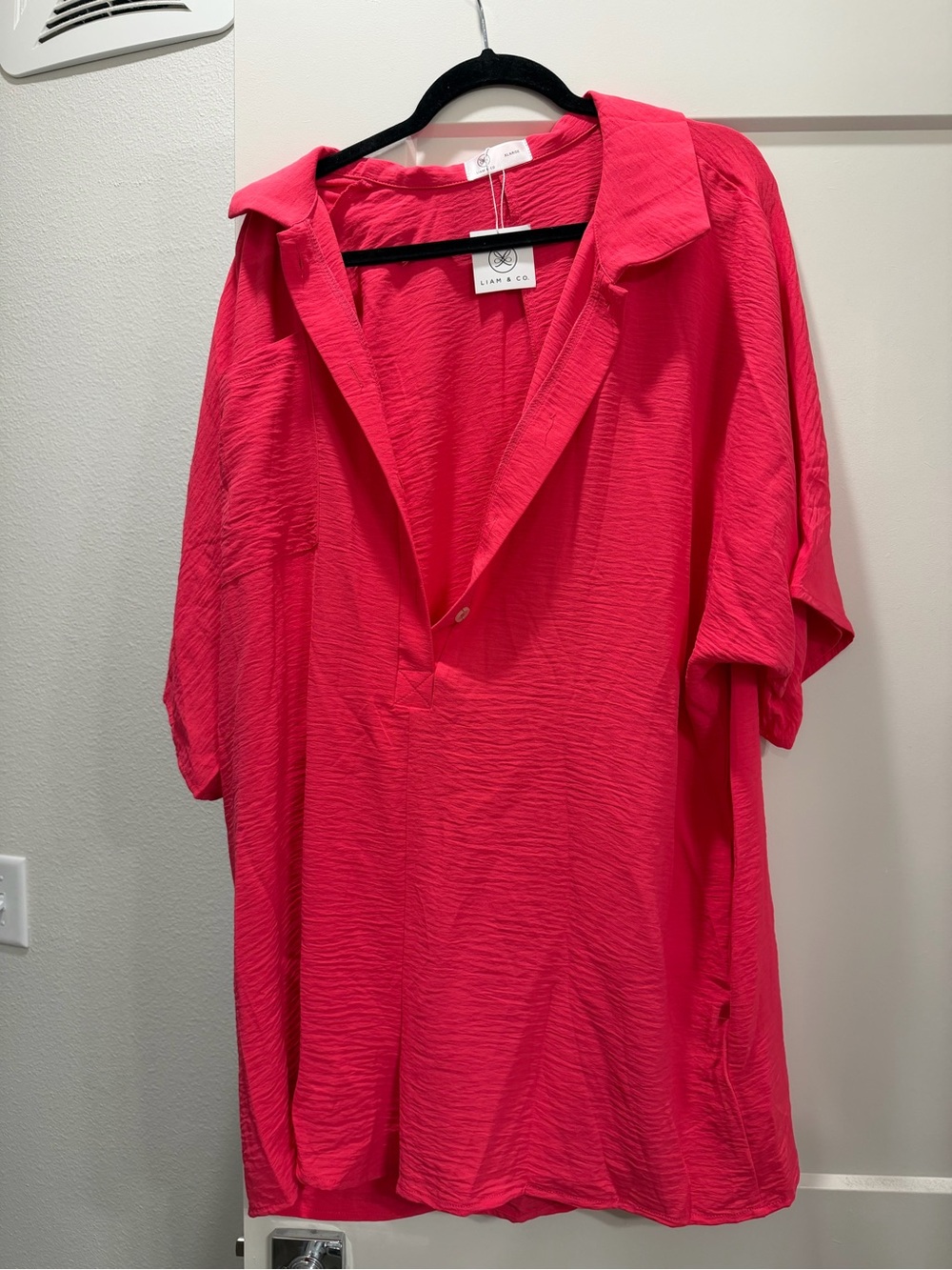 Hot Pink Textured Short-Sleeve Romper